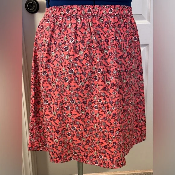 LOFT Outlet Coral Floral A-Line Skirt - Picture 1 of 7